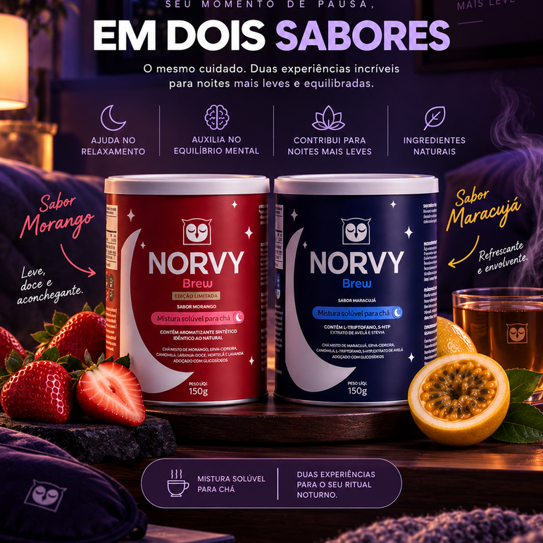 Norvy Brew - Chá Solúvel Calmante - 6 Ervas - 30 Doses