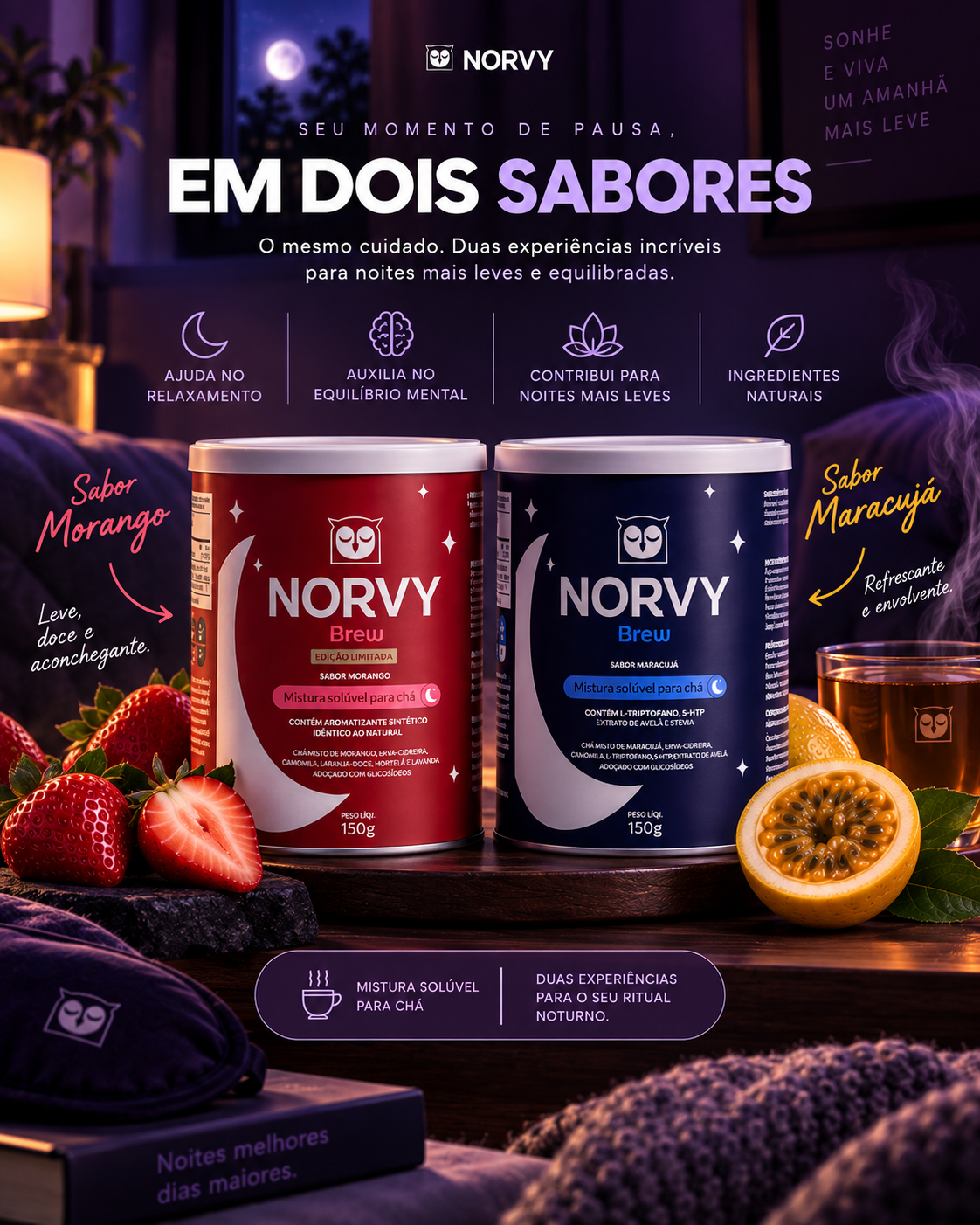 Norvy Brew - Chá Solúvel Calmante - 6 Ervas - 30 Doses